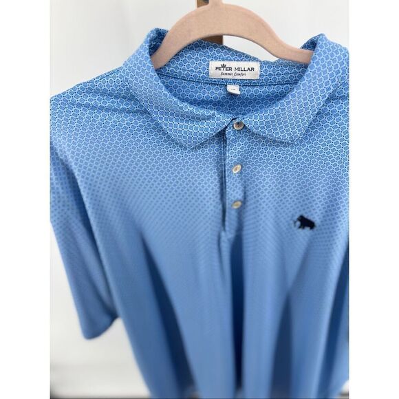 PETER MILLAR SUMMER COMFORT MEN Size XL GOLF POLO SHIRT BLUE Sand Valley Logo - Picture 5 of 9